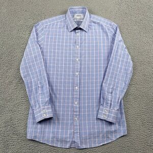 Charles Tyrwhitt Dress Shirt Mens 16.5 35 Blue Pink Check Extra Slim Fit Cotton